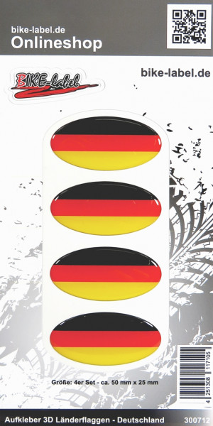 Aufkleber 3D Länder-Flaggen Deutschland 4 Stck. je 50 x 25 mm