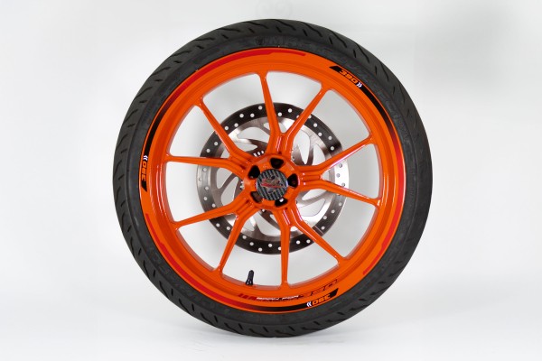 Felgenrand Aufkleber Felgenbett Set Motorrad kompatibel mit KTM 390 Duke orange