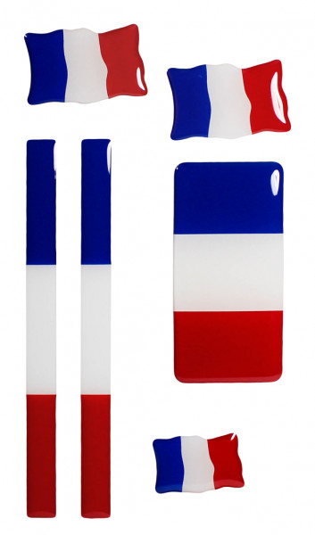 Frankreich Flaggen Aufkleber 3D Deko Gel Sticker 6er Set für Auto Kfz Motorrad
