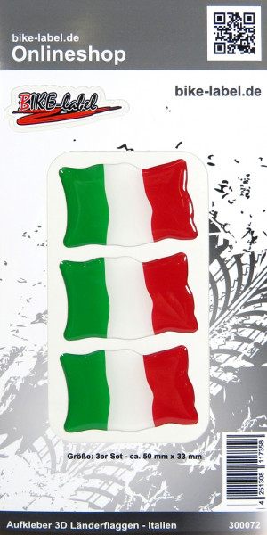 Aufkleber 3D Länder-Flaggen - Italien Italy 3 Stck. je 50 x 33 mm