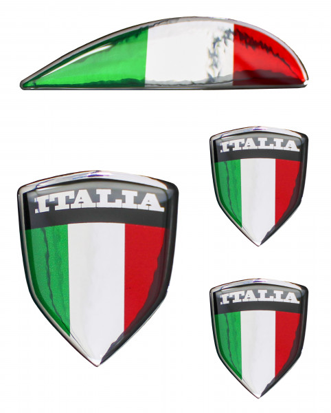 Seitenhaube Chrom Sticker Deko Set 3D Italia kompatibel mit Vespa GTS Super 125