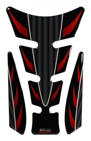 Tankpad 3D Motorrad Gel Aufkleber Racing Streifen Rot Kratzschutzfolie
