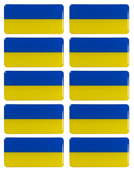 Ukraine Flaggen Aufkleber 3D Deko Gel Sticker Set für Auto Kfz Motorrad