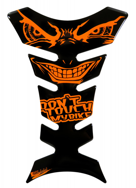 Tankpad 3D Sticker böse Augen evil eyes dont touch my bike neon orange