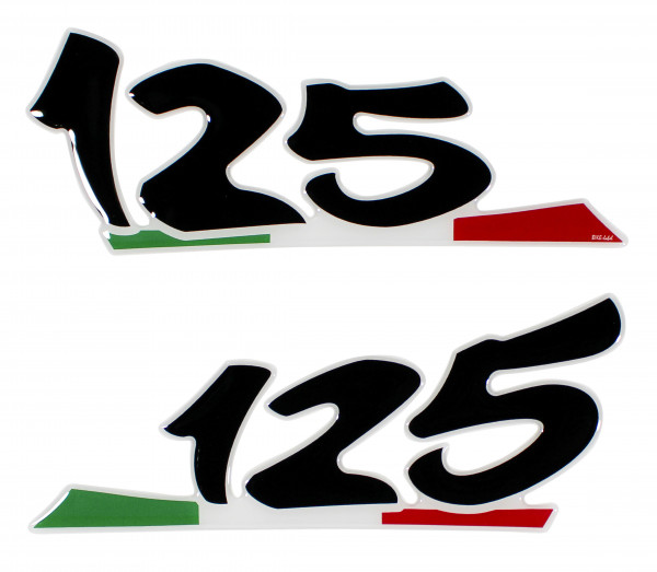 Schutzaufkleber Trittbrett 3D Schriftzug 125 Dekor Italia kompatibel mit Vespa GTS
