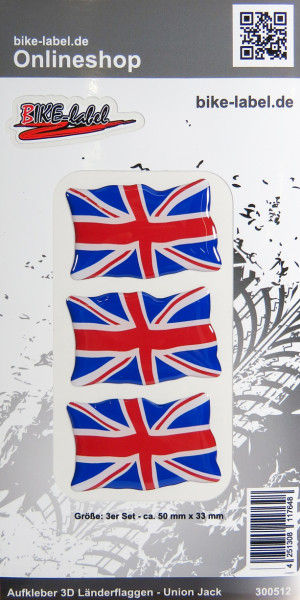 Aufkleber 3D Länder-Flaggen Union Jack - England - Großbritannien