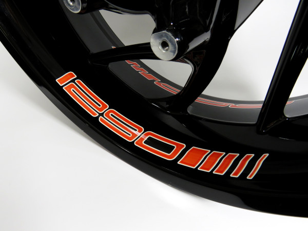 Motorrad Felgenbett Aufkleber Orange kompatibel für KTM 1290 Super Adv. R + S