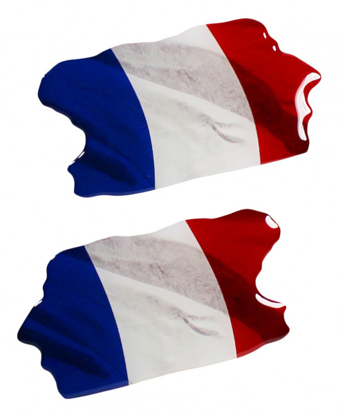 Frankreich Flaggen Aufkleber 3D Deko Gel Sticker 2er Set für Auto Kfz Motorrad