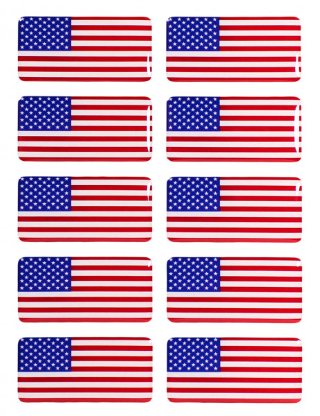 USA Flaggen Aufkleber 3D Deko Gel Sticker Set für Auto Kfz Motorrad