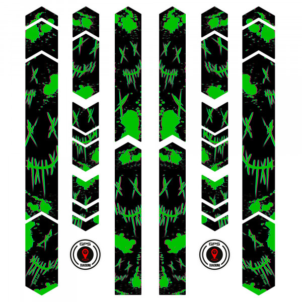Fahrrad Sticker Set XL Rahmen Aufkleber Bike 14-teilig green glitch