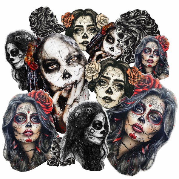 Stickerset La Catrina Tattoo Auto Aufkleber Handy Deko Heckscheibenaufkleber