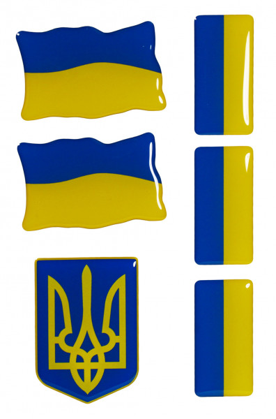 Ukraine Flaggen Aufkleber 3D Deko Gel Sticker 6er Set für Auto Kfz Motorrad