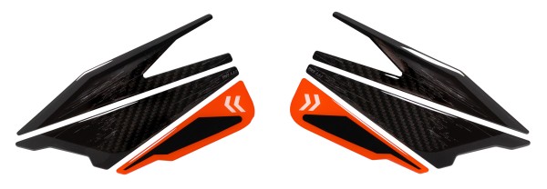 Seitentankpad Carbon-Optik Orange Aufkleber kompatibel für KTM 990 Duke Schwarz