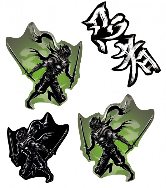 Deko Aufkleber Sticker Folie Ninja mit Samurai Schwert Motorrad Auto