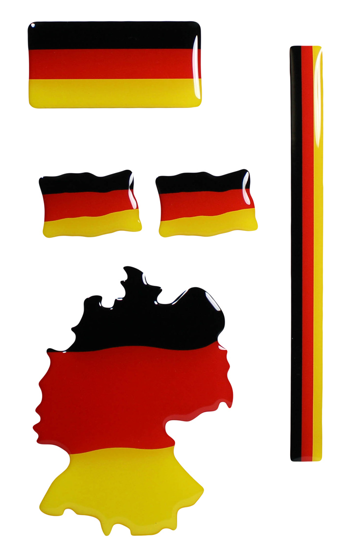 Deutschland Flaggen Aufkleber 3D Deko Sticker 5er Set für Auto Kfz Motorrad