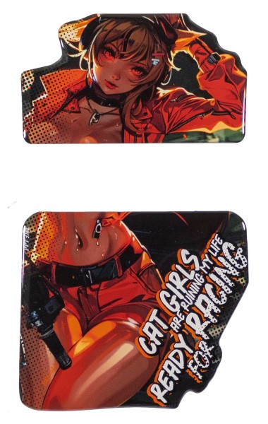 Tankpad Anime Cat Girl Orange kompatibel mit KTM 125 + 390 Duke Motorrad Sticker