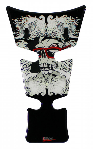 Tankpad Gel Aufkleber für Motorrad Lackschutz Sticker mit Skull Totenkopf Motiv