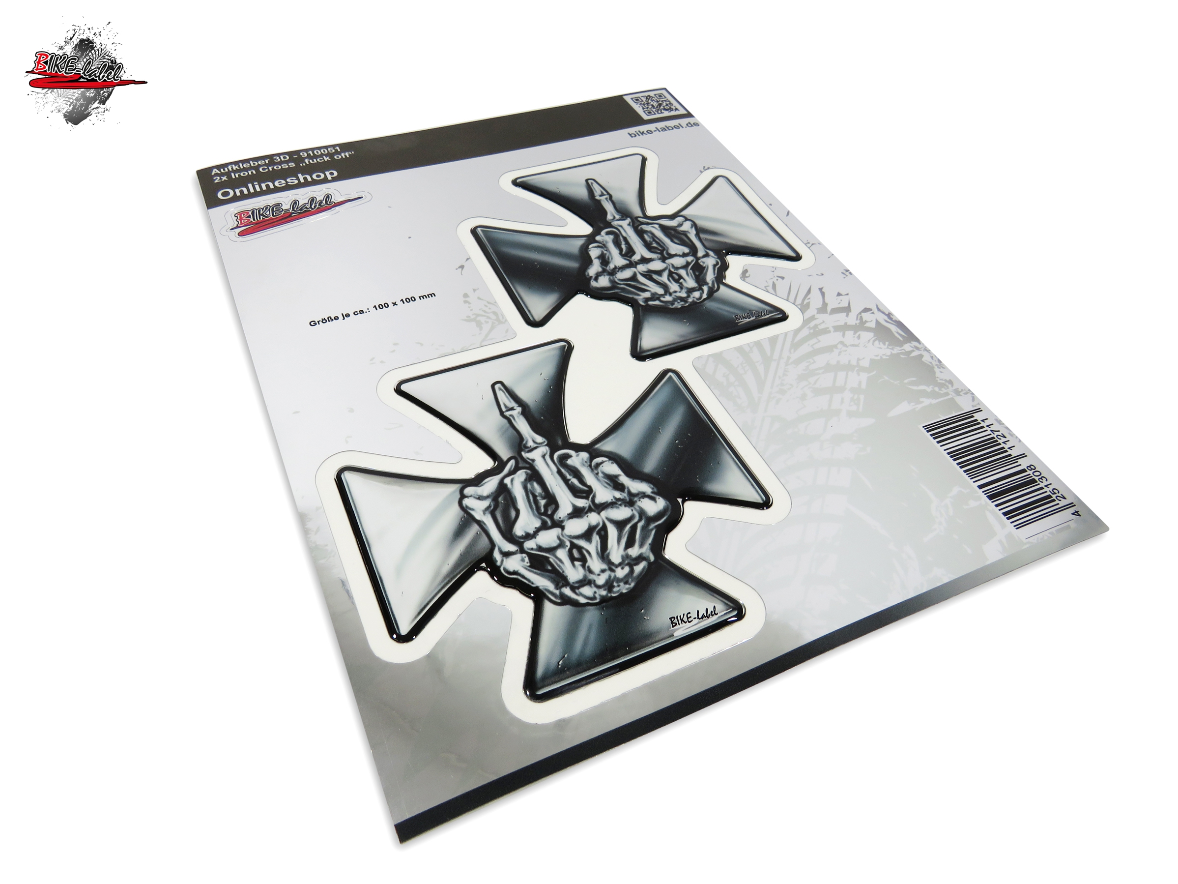 Aufkleber 3D Iron Cross Eisernes Kreuz Chrom Metallic-Optik Lackschutz