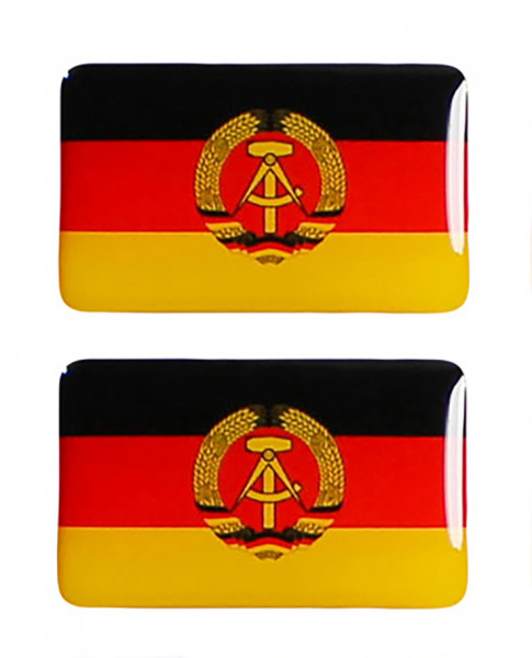 Aufkleber 3D Länder-Flaggen DDR 2 Stck. je 65 x 40 mm