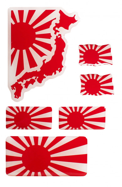Rising Sun Flaggen Aufkleber 3D Deko Sticker 6er Set für Auto Kfz Motorrad