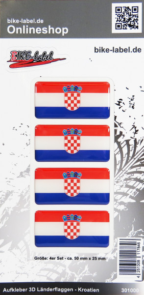 Aufkleber 3D Länder-Flaggen Kroatien Croatia 4 Stck. je 50 x 25 mm