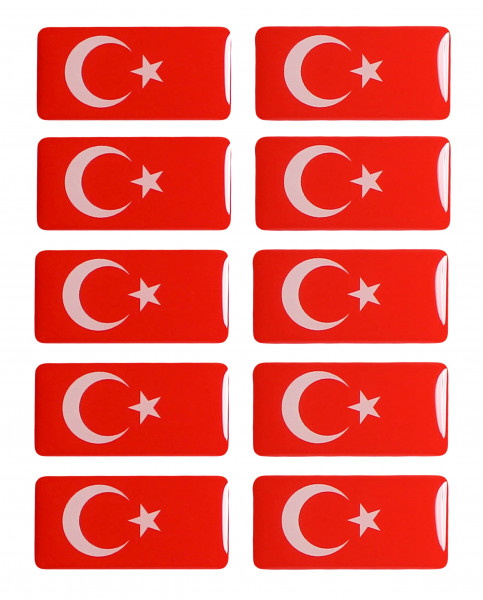 Türkei Flaggen Aufkleber 3D Deko Sticker Set für Auto Kfz Motorrad