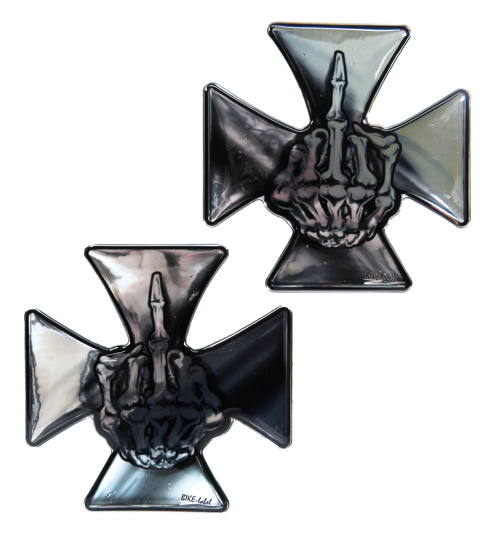 Aufkleber 3D Iron Cross Eisernes Kreuz Chrom Metallic-Optik