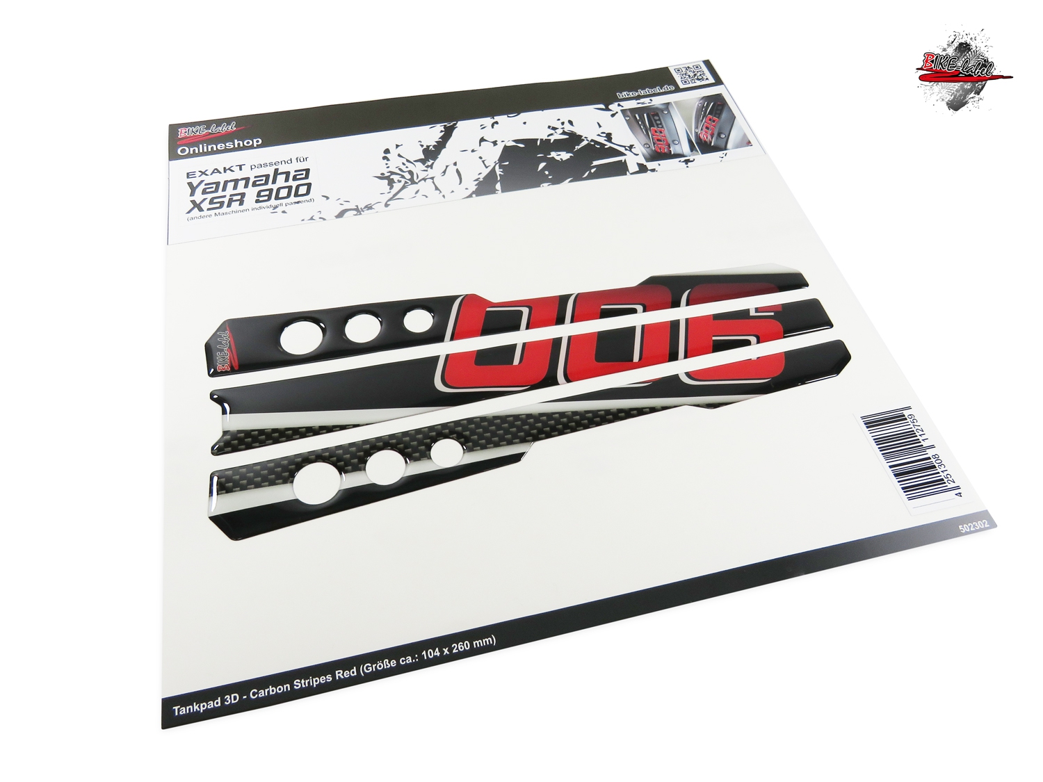 502302-VA 3D Carbon Stripes Red Protection de réservoir pour Yamaha XSR 900 
