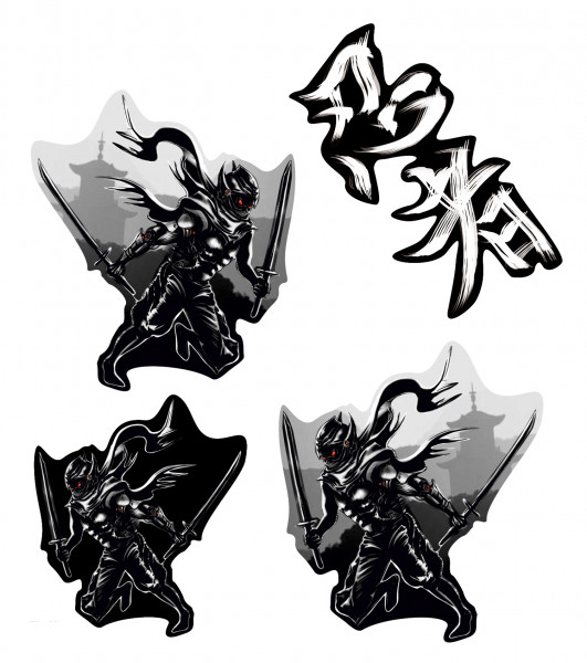 Deko Aufkleber Sticker Folie Ninja mit Samurai Schwert Motorrad Auto