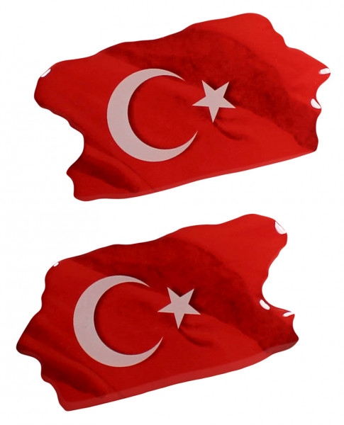 Türkei Flaggen Aufkleber 3D Deko Sticker 2er Set für Auto Kfz Motorrad