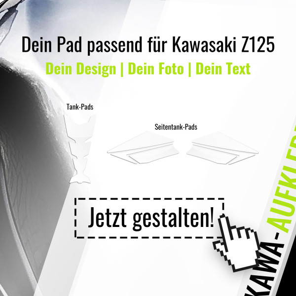 Wunschtankpad kompatibel für Kawasaki Z125 Wunschmotiv zum selber gestalten