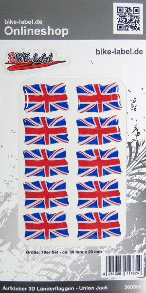 Aufkleber 3D Länder-Flaggen Union Jack - England - Großbritannien