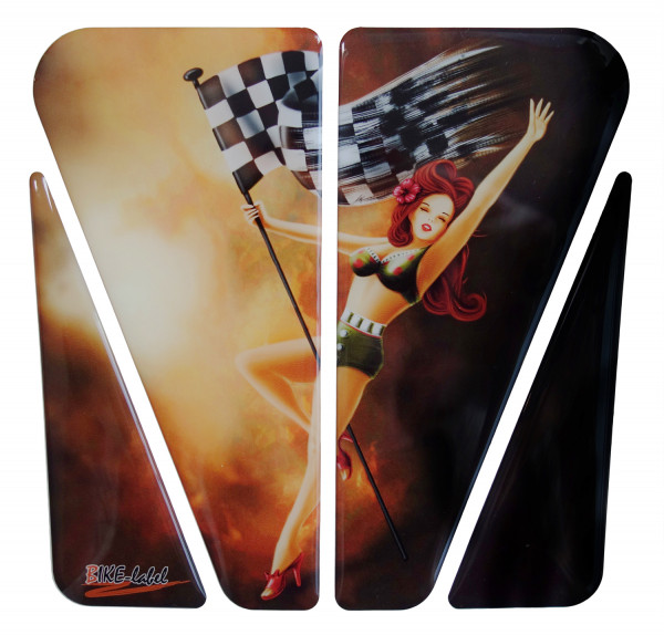 Tankpad Motorrad 3D Aufkleber Pin Up Girl Racing Lackschutz Kratzschutz