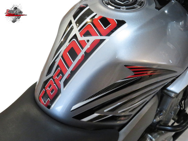 BIKE-label 5020201 Set Tankpad Seitentank Pad Carbon Rot kompatibel für Honda CBF 1000