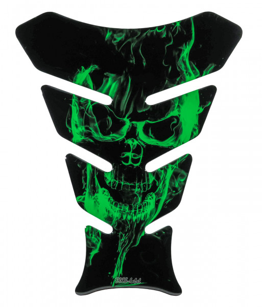 B-Ware Tankpad Lackschutz für Motorrad Ghost Green Totenschädel Skull