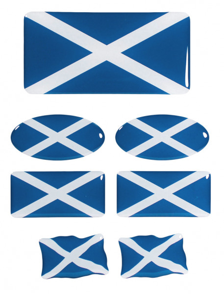 Schottland 3D Deko Gel Flaggen Aufkleber Set für Auto Kfz Motorrad 7er Set