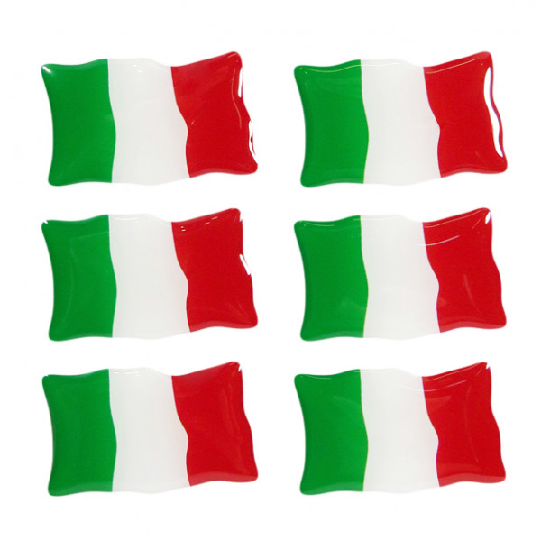 Italien Flaggen Aufkleber 3D Deko Gel Sticker Set für Auto Kfz Motorrad