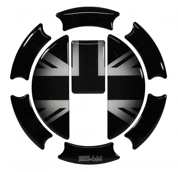 Motorrad Tankdeckel Pad Union Jack Silver universell kompatibel für Triumph