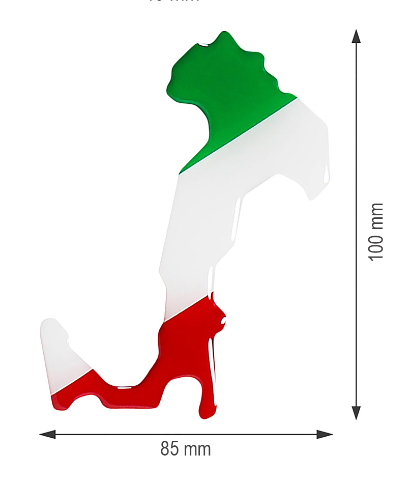 Aufkleber 3D Länder-Flaggen - Italien Stiefel mit Chromrand 2 Stck. je 100  x 85 mm - Länderflaggen - 3D Aufkleber - Shop