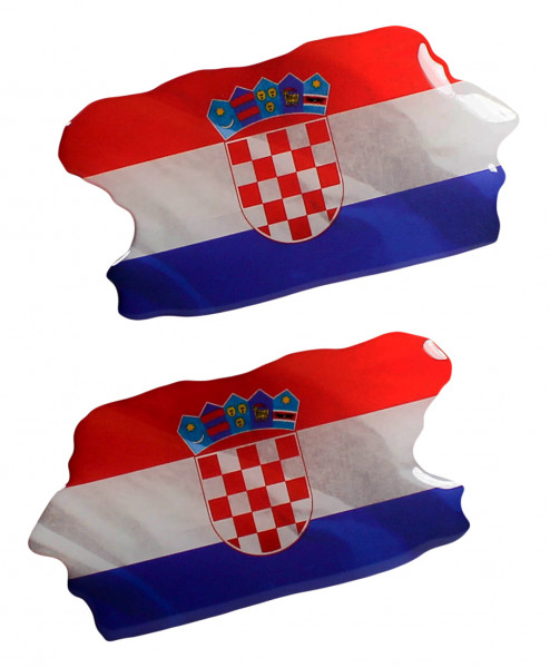 Kroatien Flaggen Aufkleber 3D Deko Sticker 2er Set für Auto Kfz Motorrad