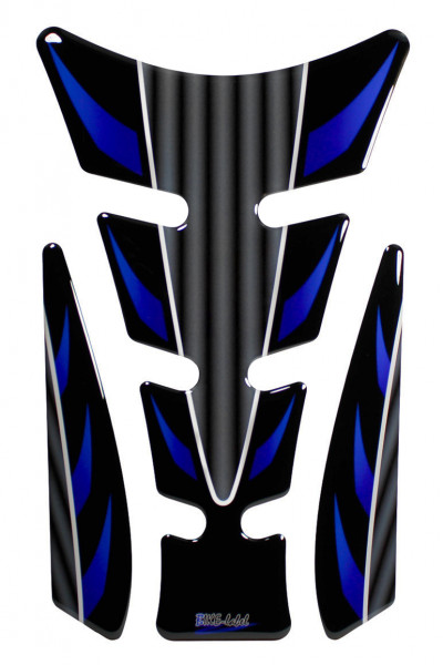 Tankpad 3D Motorrad Gel Aufkleber Racing Streifen Blau Lackschutzfolie