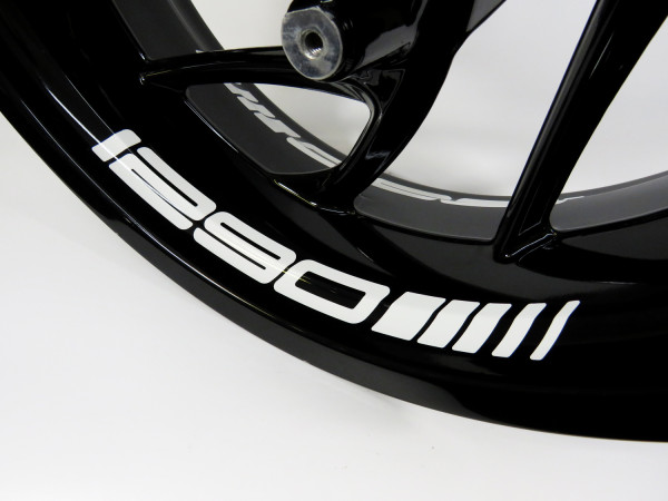 Felgenbett Schriftzug Aufkleber weiß kompatibel für KTM 1290 Super Duke R + GT