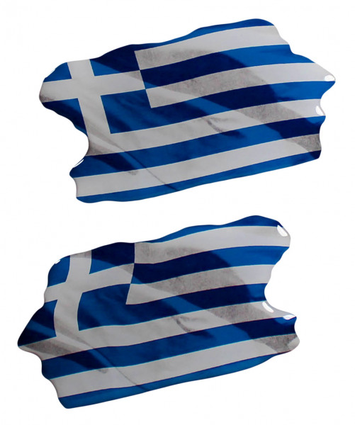 Griechenland Flaggen Aufkleber 3D Deko Sticker 2er Set für Auto Motorrad