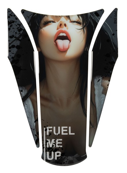 Motorrad Tankpad FUEL ME UP Lackschutz Aufkleber 3D hot Woman schwarz weiß